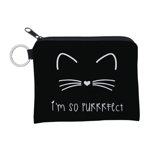 Cute cat printing waterproof Purse Card Key Pouch Small Zipper Coin Purse Card Holder Mini square wallet