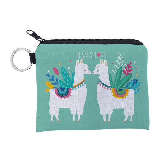 Alpaca printing waterproof Purse Card Key Pouch Small Zipper Coin Purse Card Holder Mini Square Wallet