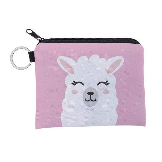 Alpaca printing waterproof Purse Card Key Pouch Small Zipper Coin Purse Card Holder Mini Square Wallet