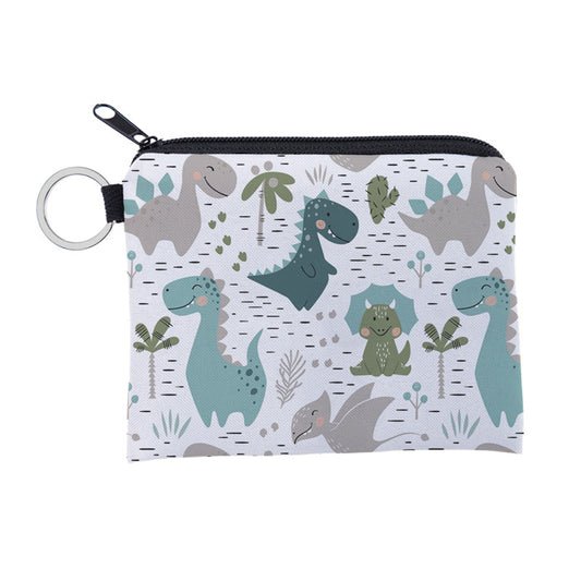 Cute dinosa printing waterproof Purse Card Key Pouch Small Zipper Coin Purse Card Holder Mini Square Wallet