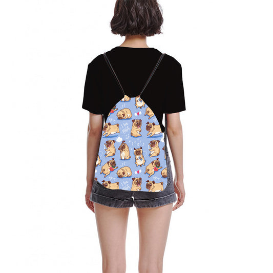 New Fashion Women Drawstring Backpack Cartoon dog Printing Travel Softback Women Mochila Drawstring Bags